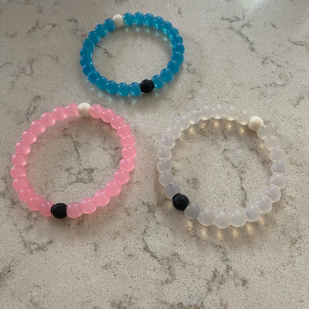 Set of 3 Lokai Bracelets in Blue, Pink, and Clear